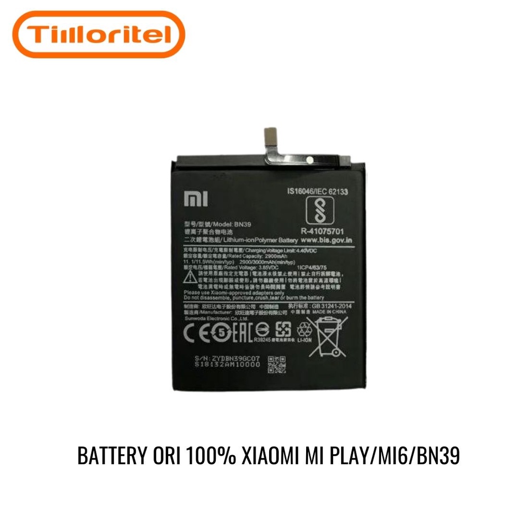 BATTERY BATERAI BATRE ORI 100% XIAOMI MI PLAY / MI6 / BN39