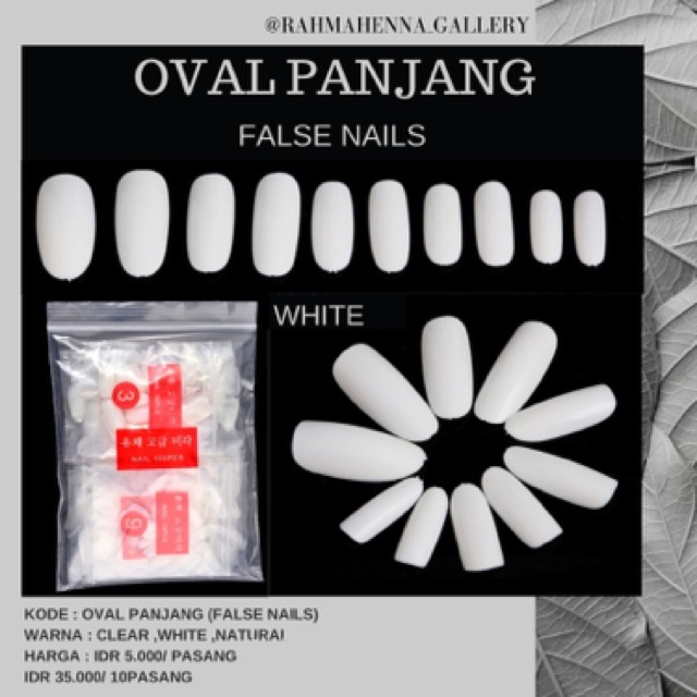 [500pcs] OVAL PANJANG KUKU PALSU POLOS,FAKE NAILS ,KUKU PALSU WEDDING