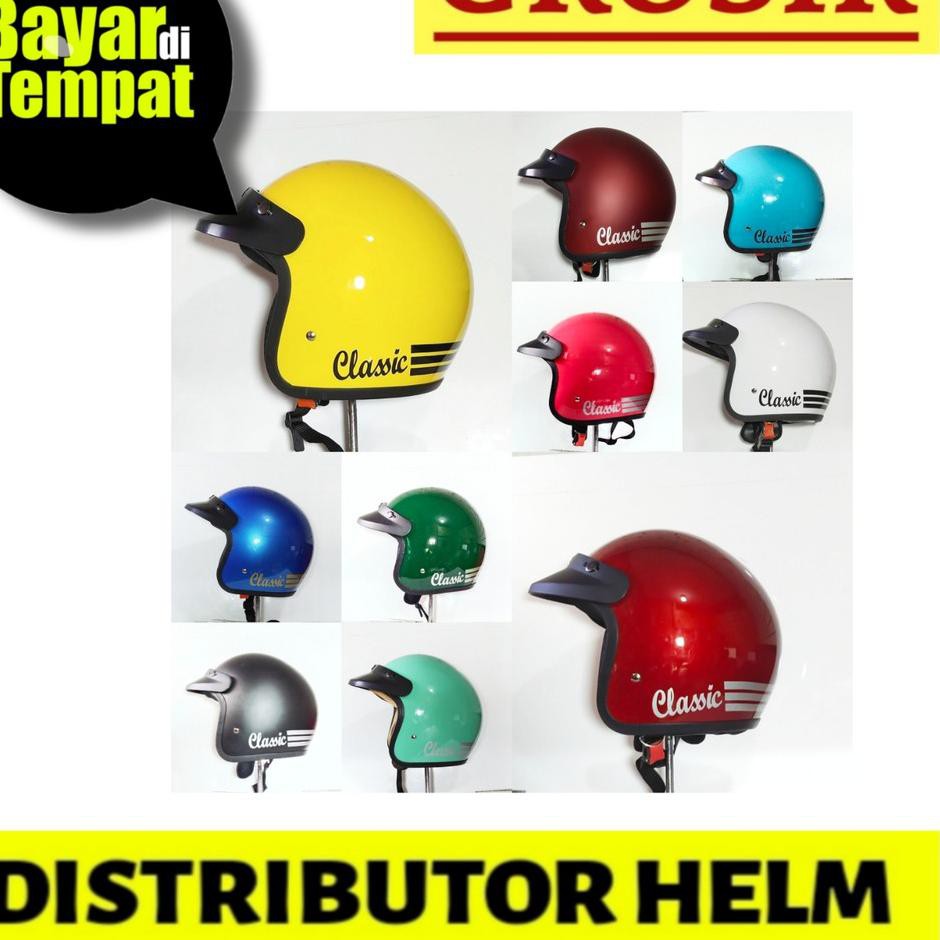 HELM BOGO RETRO TULISAN CLASSIC  DEWASA KACA PET TOPI  TANPA KACA+KARDUS