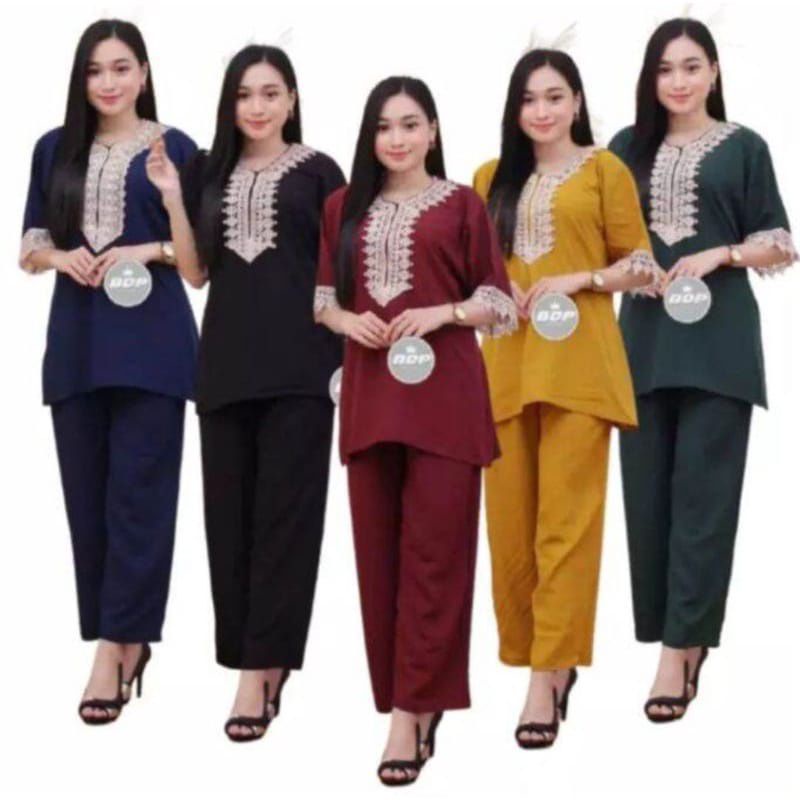 Setcel Arabian full renda//setelan dewasa lengan pendek celana panjang terlaris