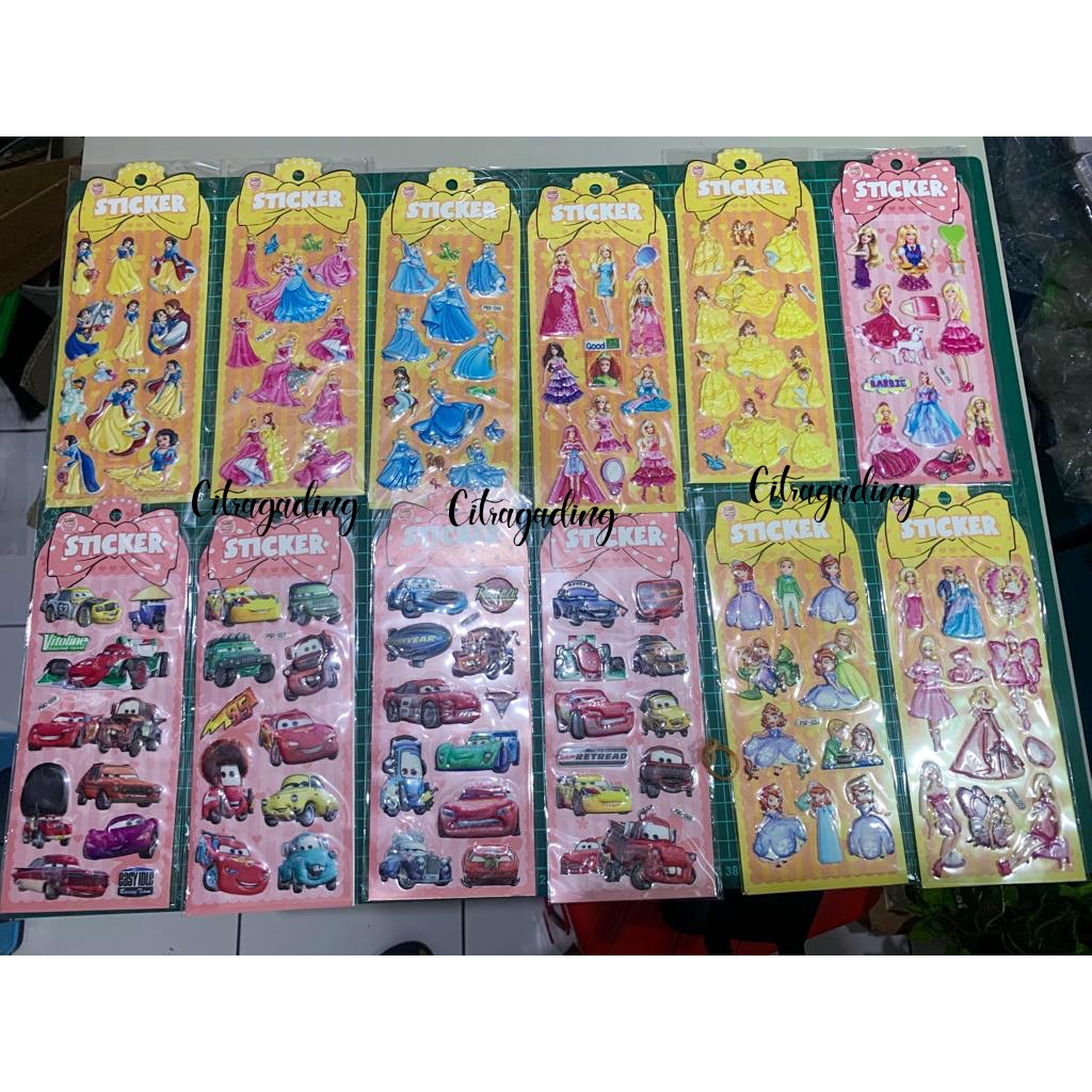 

STICKER ANAK MURAH WARNA LAKI CARS PRINCESS KARTUN KARAKTER LUCU BERWARNA SOUVENIR KADO ECER PRAKARYA DIY LUSIN ECER MURAH