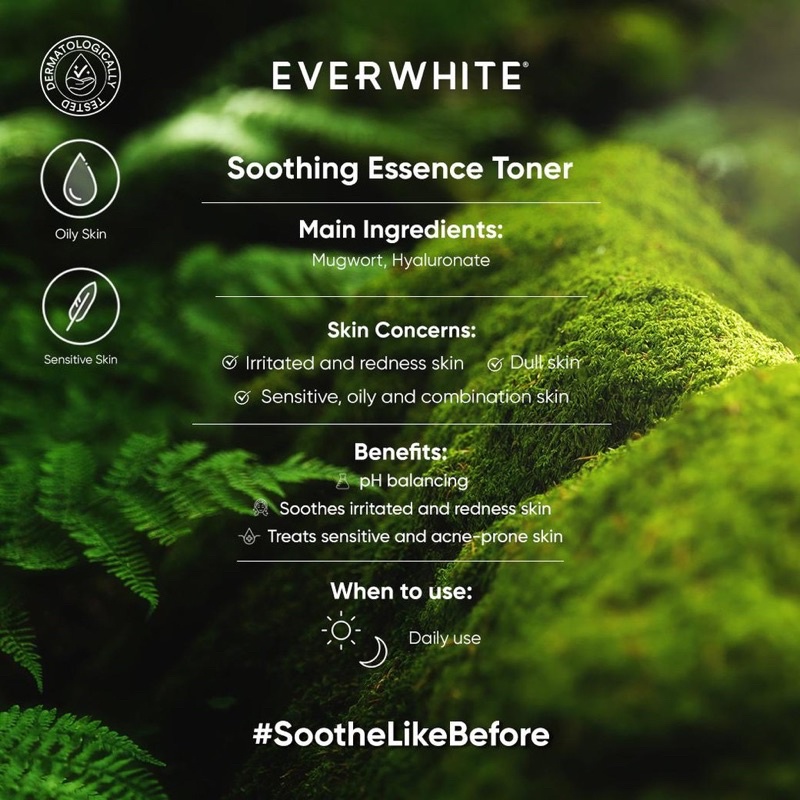 EVERWHITE Soothing Essence Toner Indonesia / Facial Wash Essence Serum Eye Cream Clay Mask Masker