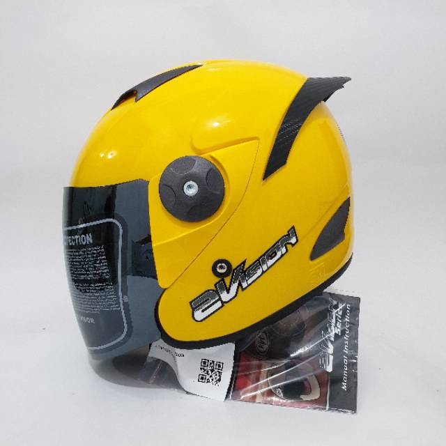 Helm kyt 2 vision solid yellow kuning Full set kaca dengan spolier-2