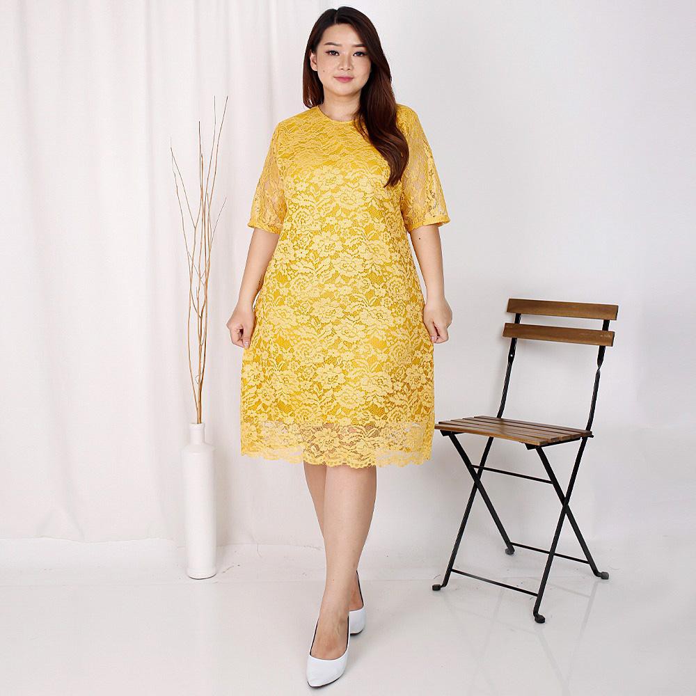 (SIZE S - XXL) Dress Big Size Brukat Jumbo Dres Brokat XXL Bigsize XXXL Dress Natal Imlek