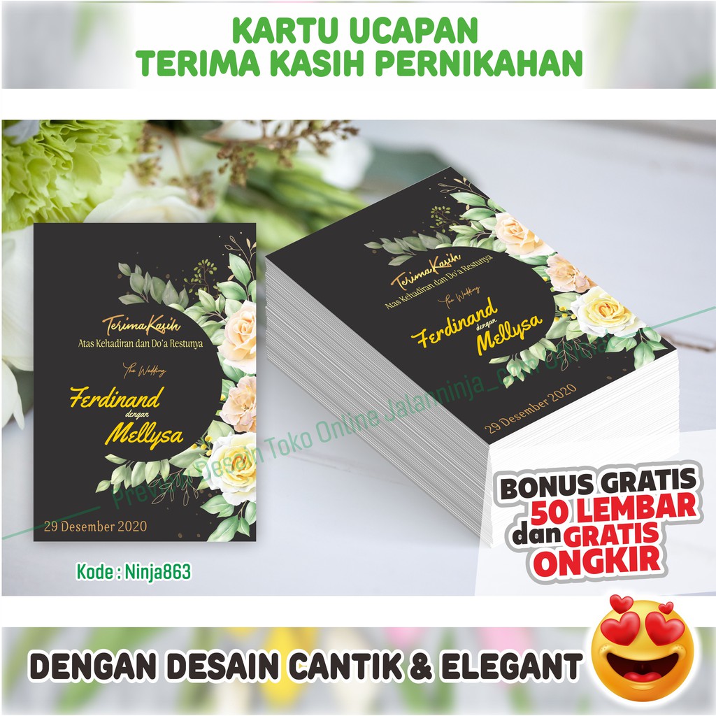 Jual Kartu Ucapan Terima Kasih Pack Isi Lbr Bonus Gratis