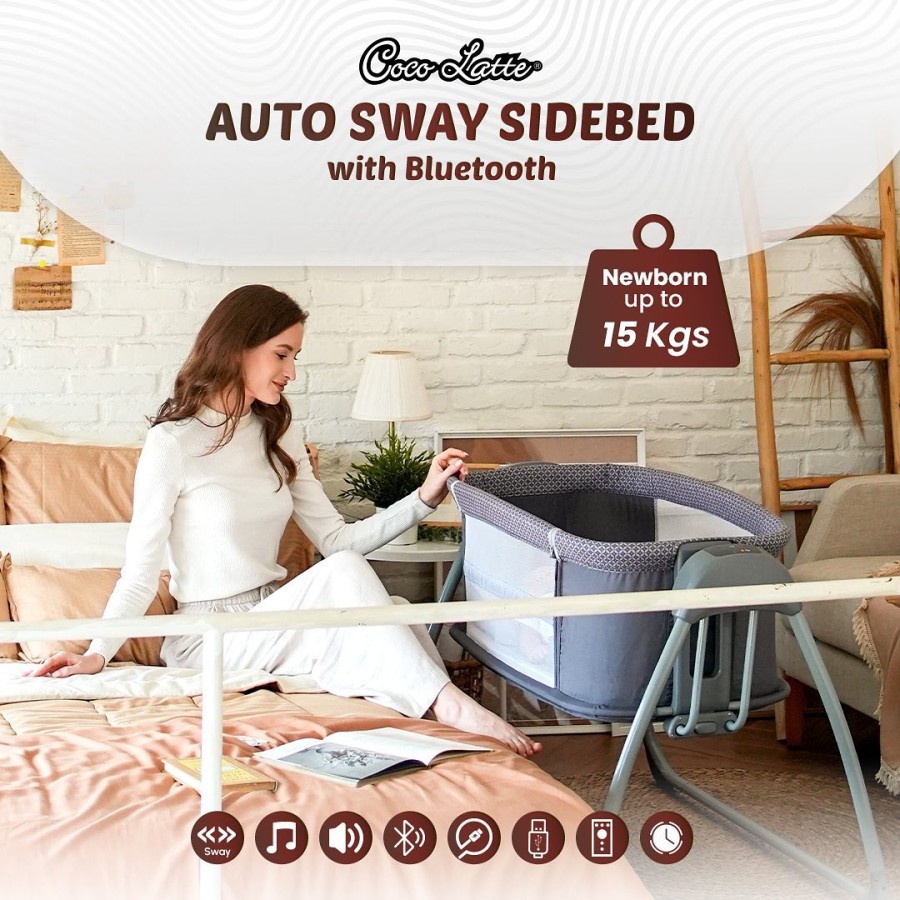 Box Bayi Tempat Tidur Bayi Cocolatte Auto Sway Sidebed With Bluetooth / Cocolatte Auto Sway Side Bed MX Height Adjustable