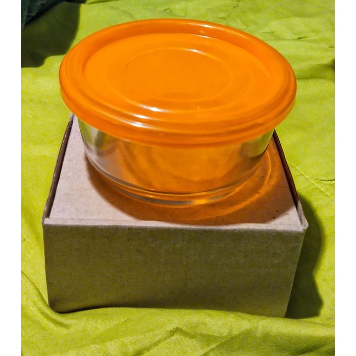 Mangkok kaca tutup plastik elegan