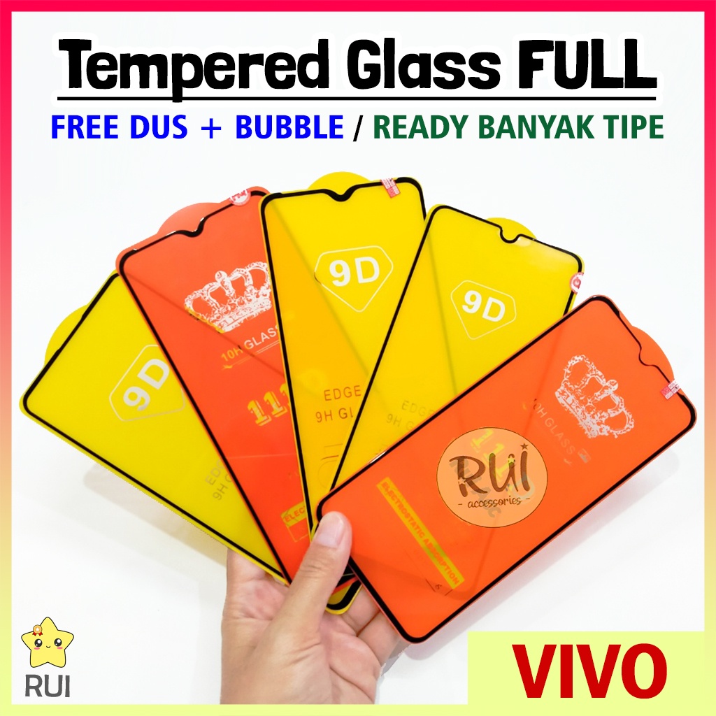 Tempered Glass FULL Vivo V11 V11i V15 V17 V19 V20 SE V21 V23 V23E V25E V25 SE V5 V5S V7 V7+ PLUS V9 