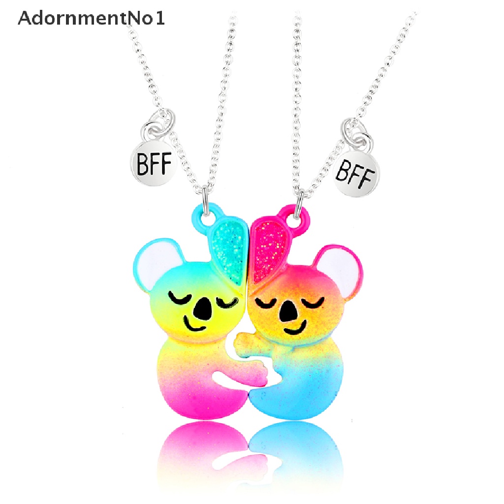 (AdornmentNo1) Kalung Rantai Dengan Liontin Beruang + Tulisan Best Friends Untuk Pasangan / Pria / Wanita