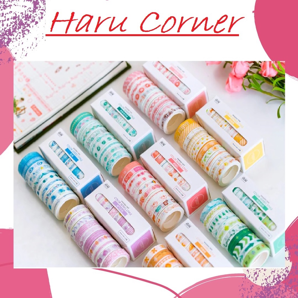 

Washi Tape / Masking Tape Set Isi 10Pcs