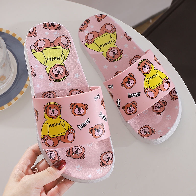 ♥DPS829♥S14 Sandal Slop / Sendal Santai Wanita import motif beruang lucu dan berkualitas Bahan Empuk