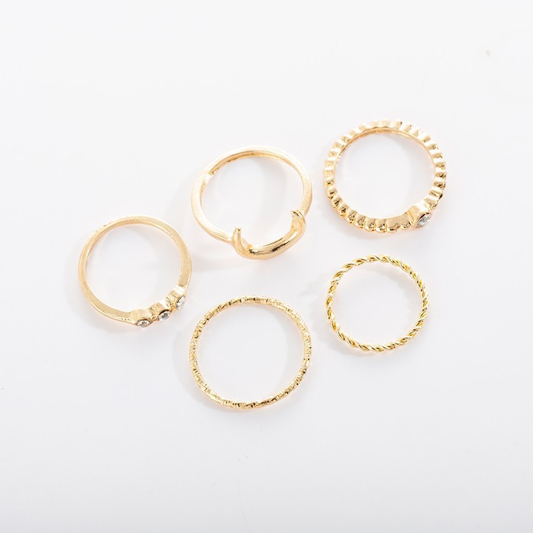 5PCS/Set Cincin Berlian Bulan Fashion Korea