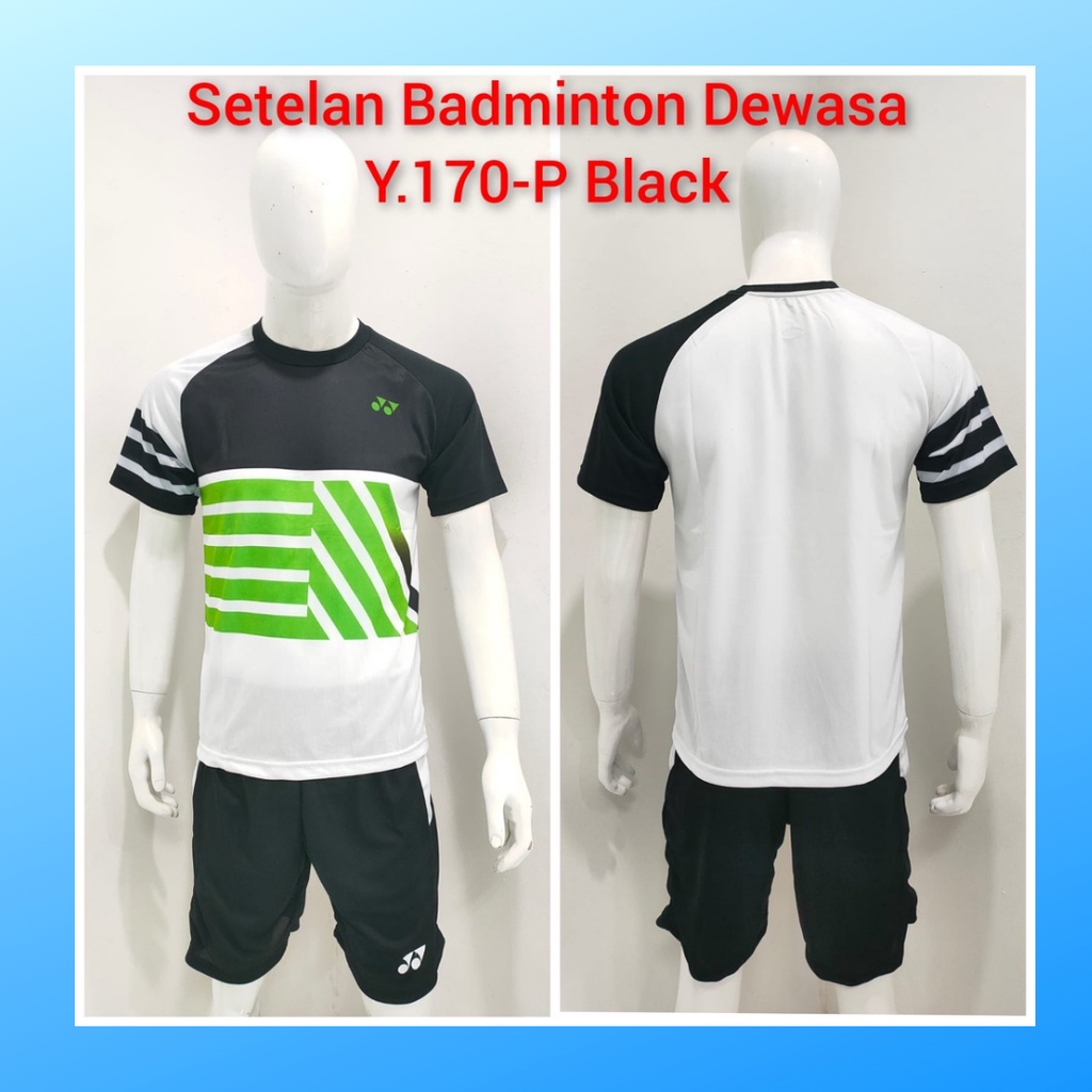 Kaos bulutangkis pria baju badminton dan celana jersey setelan wanita dewasa t-shirt outfit seragam jarsey kostum olahraga pakaian apparel sport jersy bulu tangkis casual jersi sudirman cup suit Y170 hitam polos