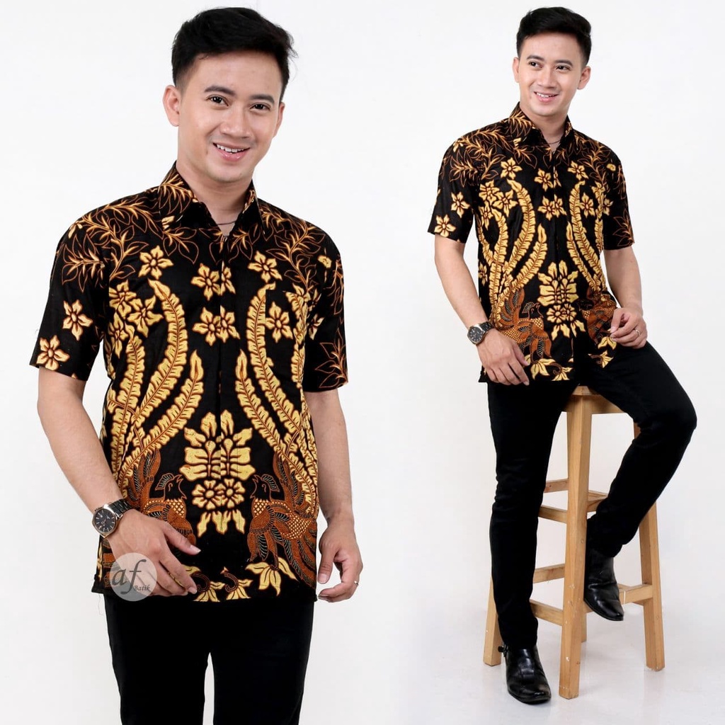 022 Zahira Batik HRB026 Kenongo Hem Kemeja Batik Pria Lengan Pendek  Katun Primis Halus M L XL-HEM-MANOK GEDI