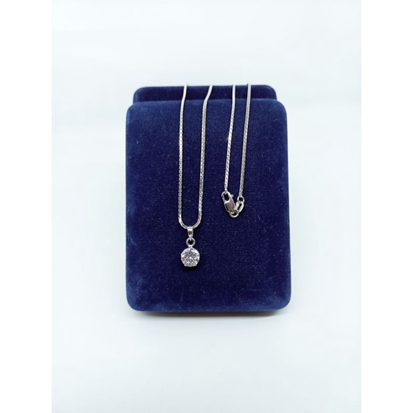 kalung itali + liontin solitaire mp/kalung perak asli silver 925 lapis emas/kalung fashion impor