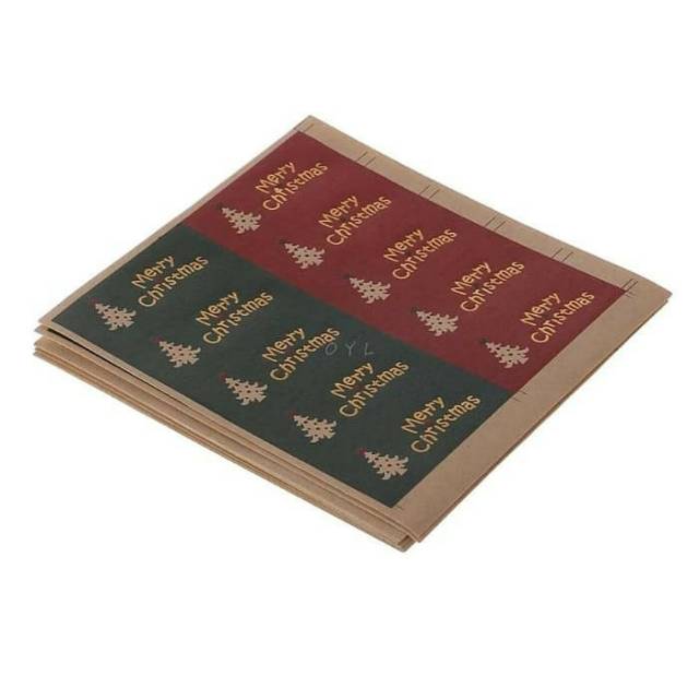 

Sticker Merry Xmas Gambar Pohon Hijau Merah 1 Lembar 10 PC
