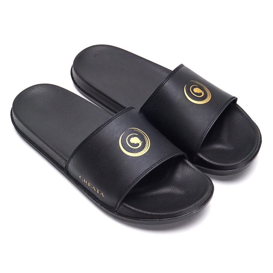 NIELS BLACK (KULIT ASLI) |ManNeedMe x GREATA| Sandal Pria Wanita Casual Sandal Slop ORIGINAL