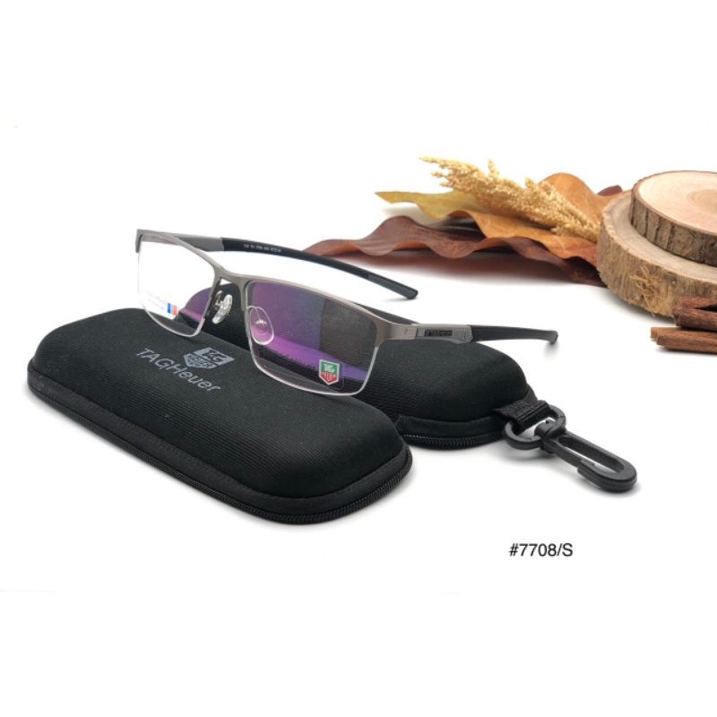 Frame Kacamata Pria Titanium Half Tagheuer TH7708-S57 SIZE BESAR - Model Casual Sporty