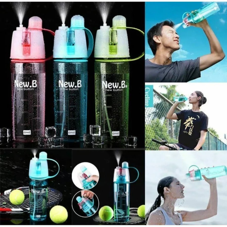 NEW B Botol Air Minum SEMPROT SPRAY Water Bottle Sport New B