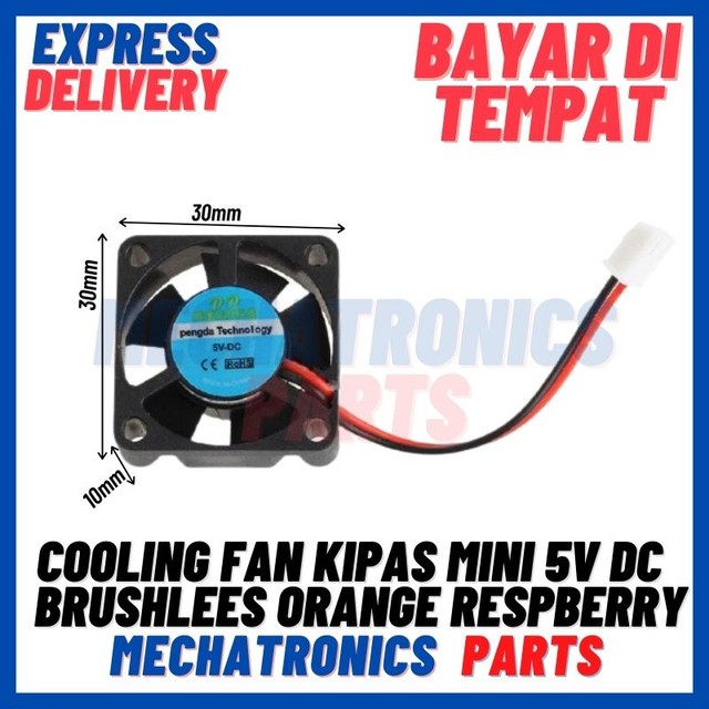 [MTR-9030] COOLING FAN KIPAS MINI 5V DC 3X3CM BRUSHLEES ORANGE RESPBERRY