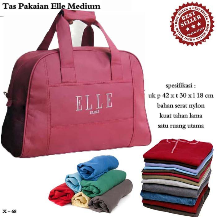 Tas Pakaian Travel Bag Elle Interclub ukuran Sedang Bisa di Tenteng dan selempang