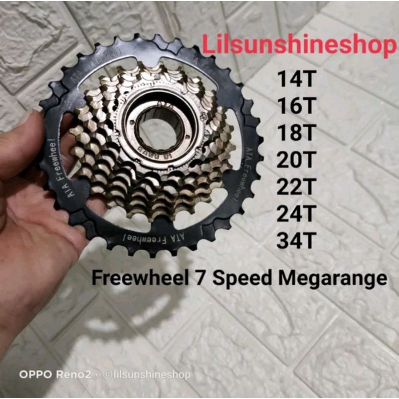 Freewheel Gir Gear Sprocket 7 Speed Megarange ATA KANG DI 14T-34T