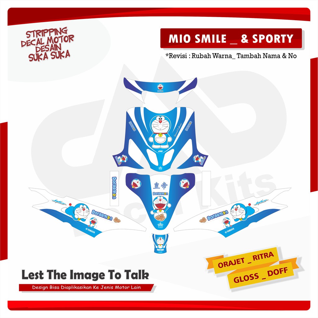 Sticker Decal Motor Full Body Stiker Striping Mio Smile-Mio Sporty DORAEMON Hd