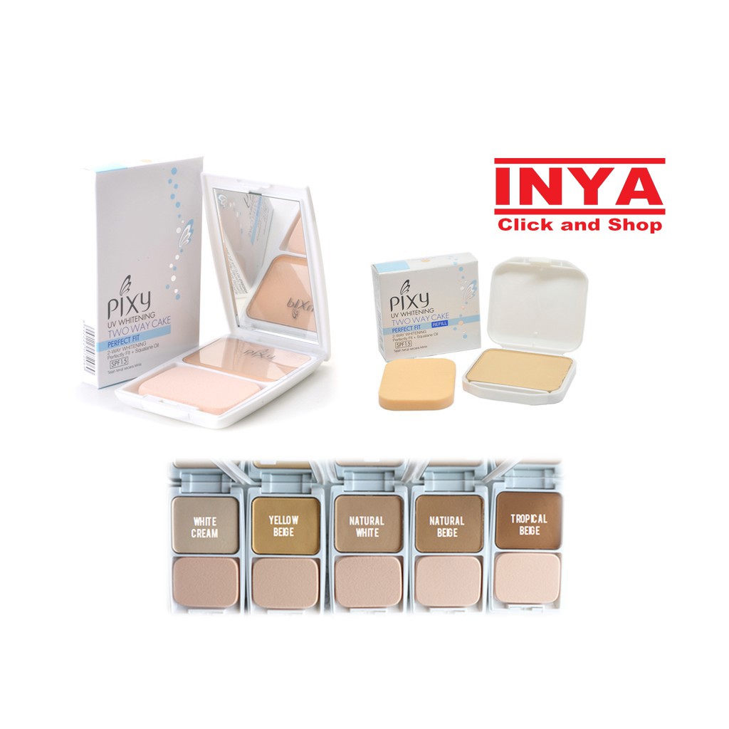 PIXY TWO WAY CAKE PERFECT FIT SET 06 NATURAL BRIDGE 12.2gr Dengan Kaca - Bedak - Compact Powder