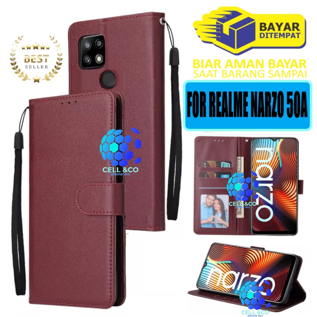 Flip cover REALME NARZO 50A Flip case buka tutup kesing hp casing flip case leather wallet