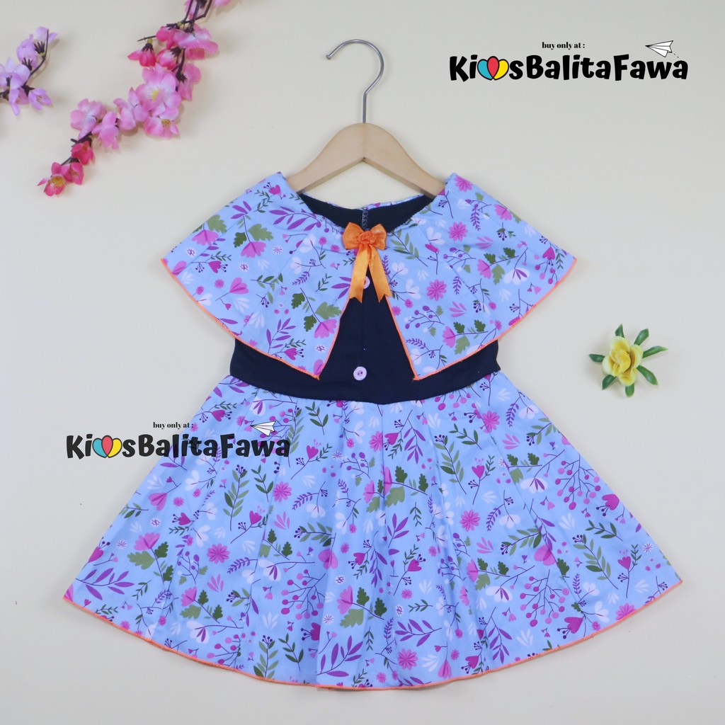 Dress Yolla size 1-4 Tahun / Baju Kensi Cewek Katun Adem Gaun Pesta Dress Cape Anak Perempuan Murah