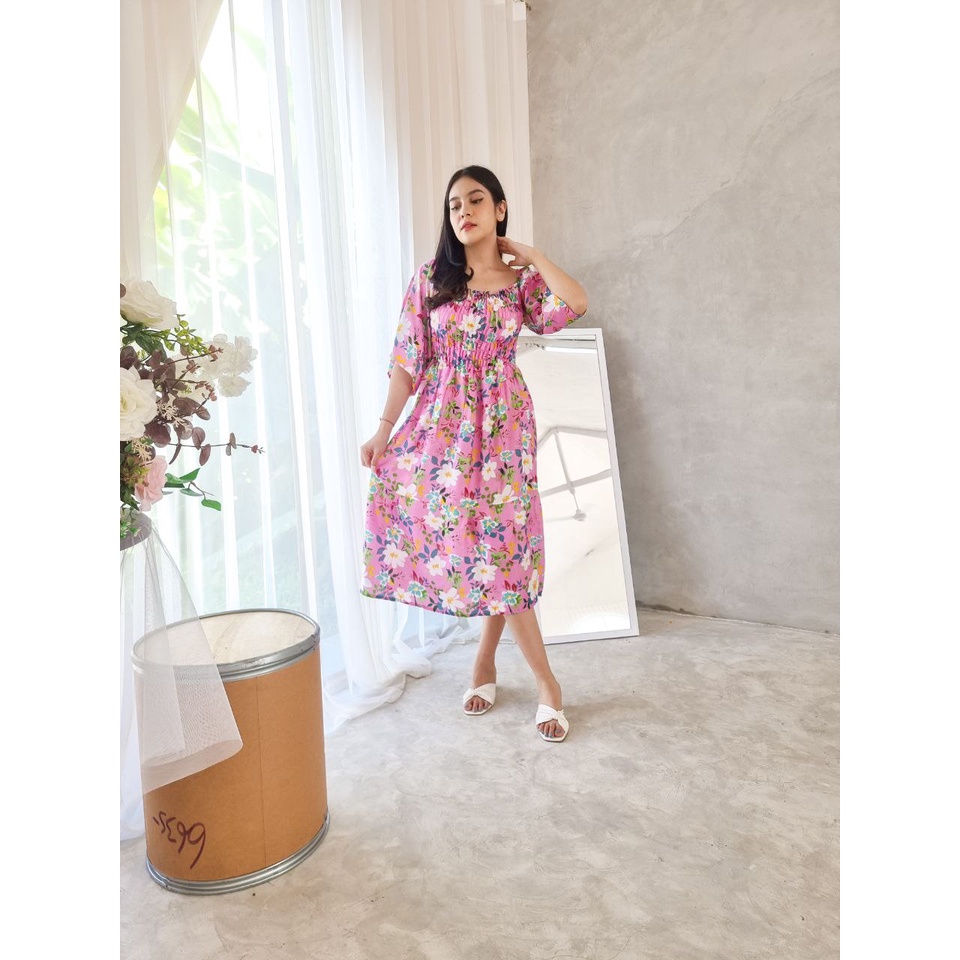 Dress Wanita Alexandra Panjang Daster Putri Bali [DPB] Alexandra Chicory Bisa COD