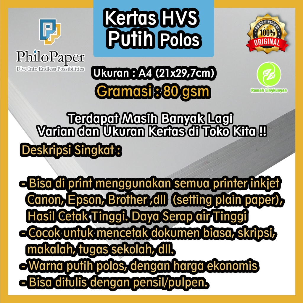 

Kertas HVS Putih Polos 80 Gsm A4