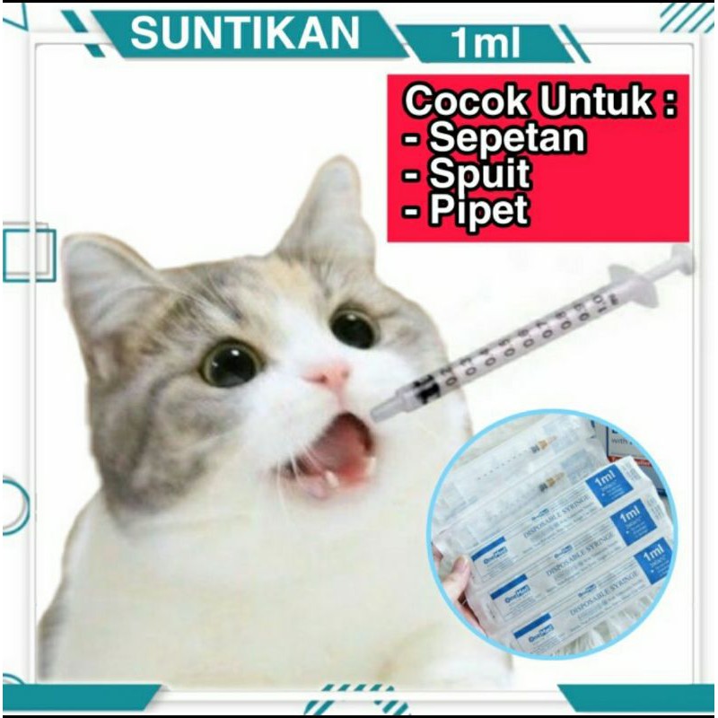 Suntikan Kucing / Anjing 1ml 3ml sepetan pipet spuit