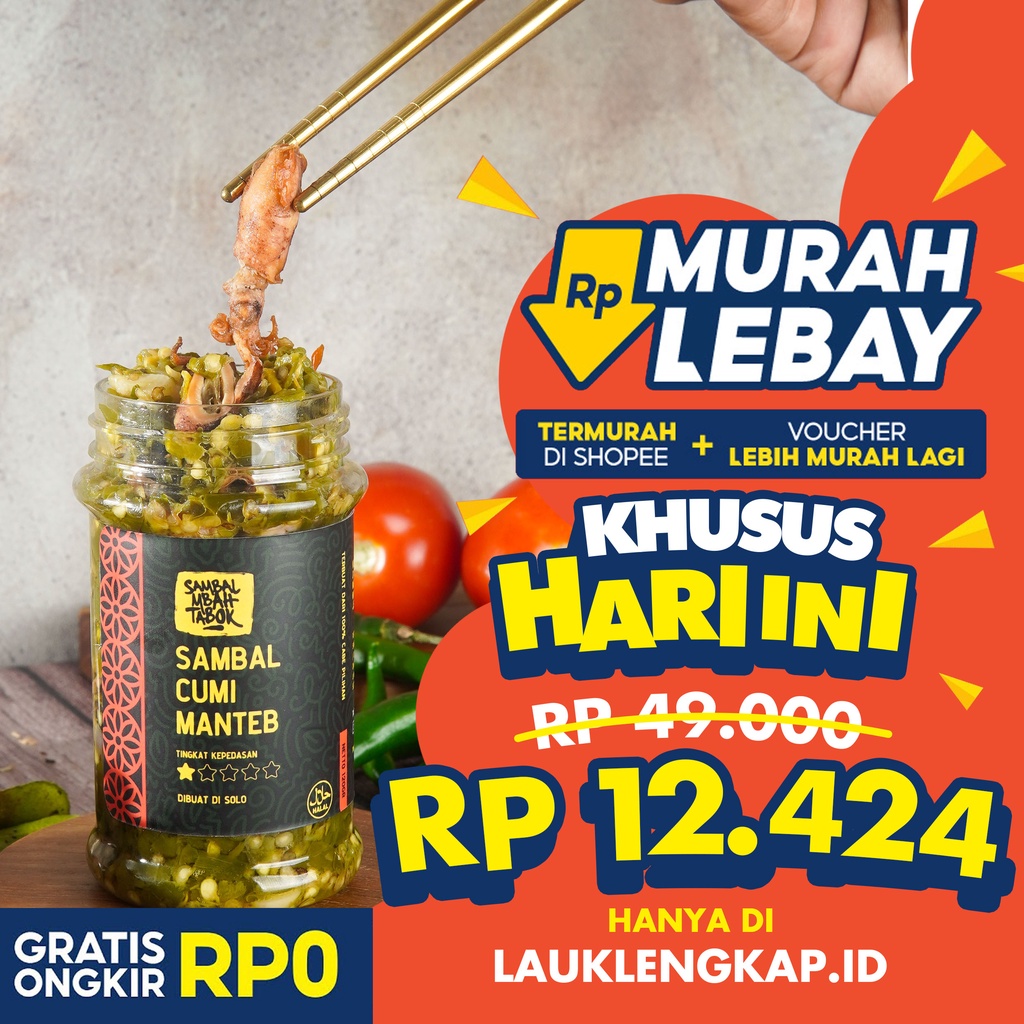 

SAMBAL MBAH TABOK - KEMASAN BESAR 150GR - Sambal Cumi Sambal Bawang Sambal Teri Sambal Terasi Sambal Ijo Mbah Tabok