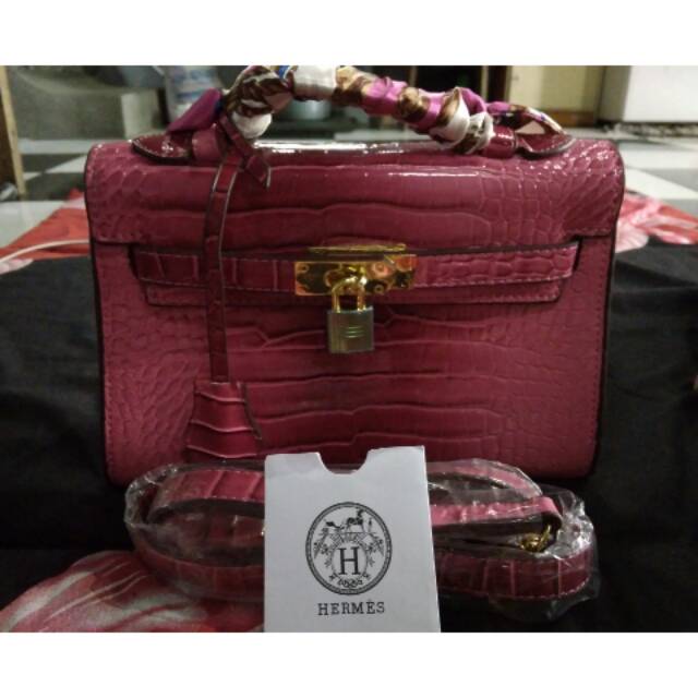 H KELLY CROCO GLOSSY MINI