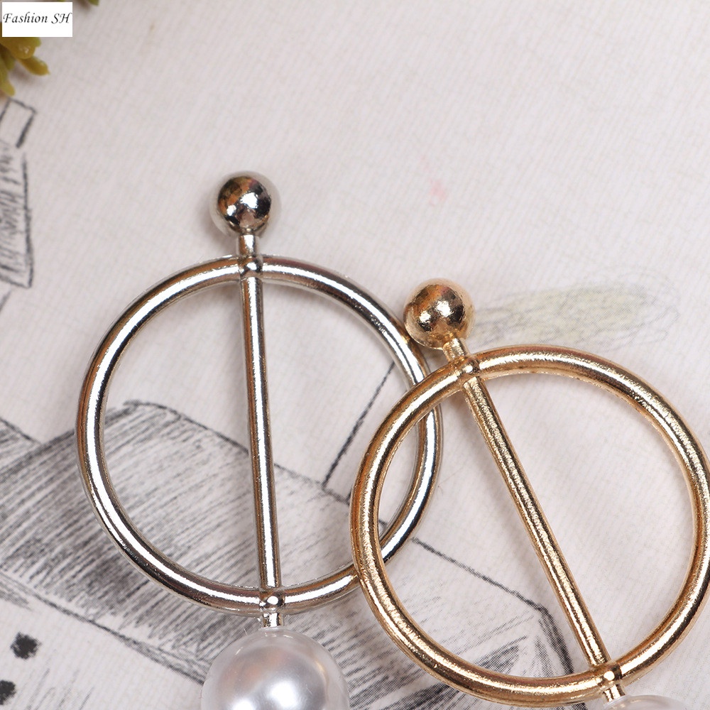 Alloy Lady Girl Pearl Round Circle Scarf Ring Scarf Belt Buckle Silk Buckle Clip M40013