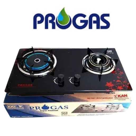 Kompor Gas Kaca 2 Tungku PROGAS PG-569 Mix Bara Infrared