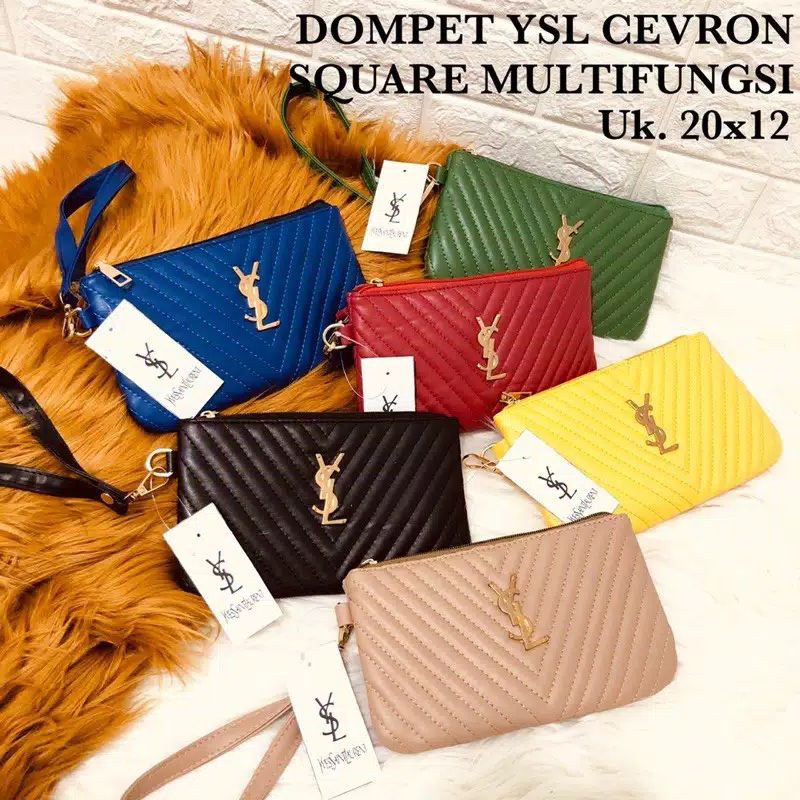 HEIKO - BEST SELLER DOMPET WANITA YSSL CEVRON SQUARE MULTIFUNGSI POUCH KARTU HP MURAH BAGUS IMPORT