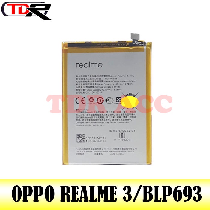 Batre - batrai - Baterai - Battery REALME 3/BLP693 - full cell double ic - 99