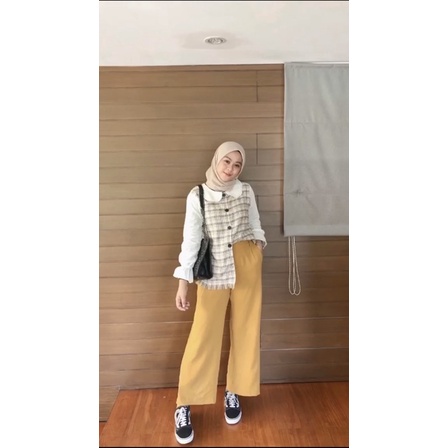 KEMEJA WANITA CASUAL LACE TOP KOREAN STYLE / ATASAN WANITA BAJU WANITA KEKINIAN MOTIF KOMBINASI-3