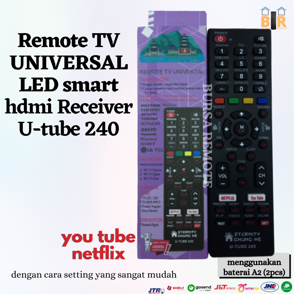 Remote TV Universal LCD LED SMART Android youtube netflix Receiver U-TUBE 240 (polyvision philips advance bazooke dll)