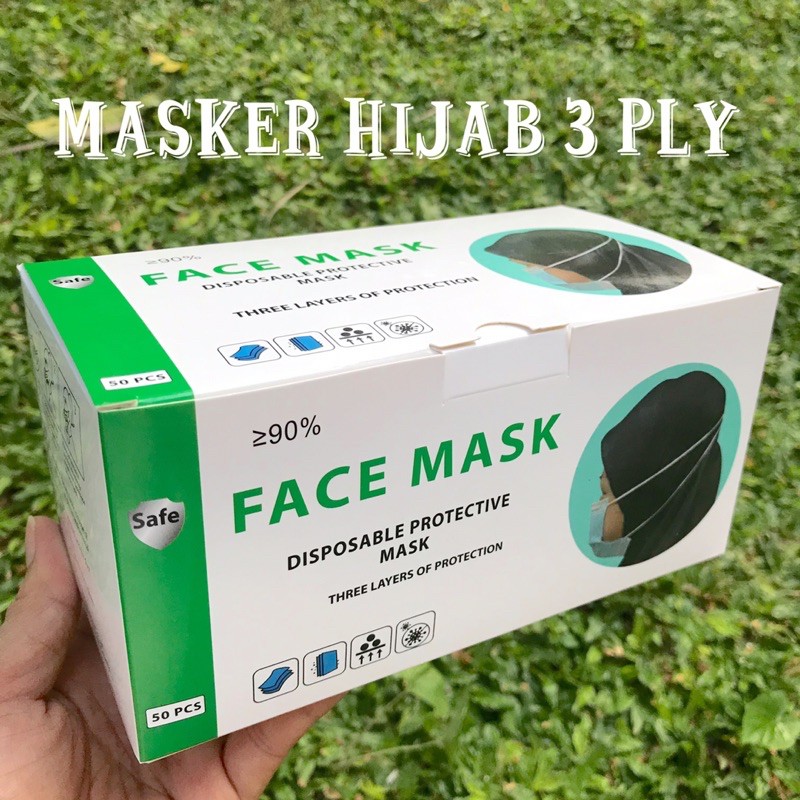 Masker HIJAB 3 ply isi 50 Pcs Good Quality