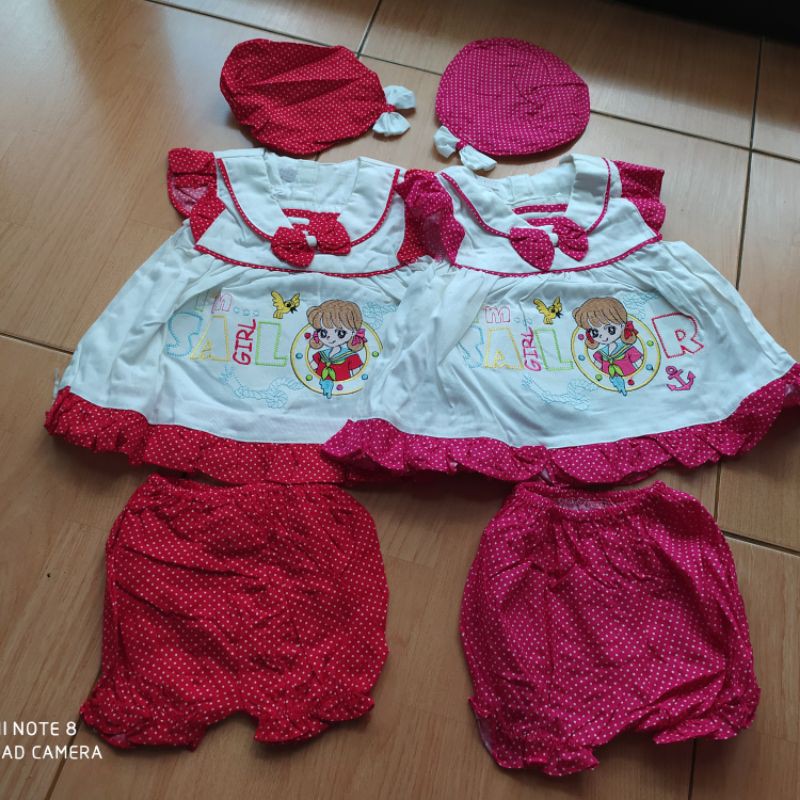 Dress Bayi Set katun 0 - 3 bulan