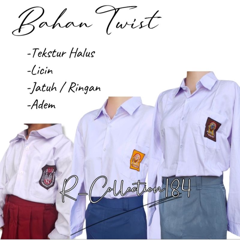 Baju Kemeja Seragam Sekolah Kerja Twist Atasan Lengan Panjang SD SMP SMA