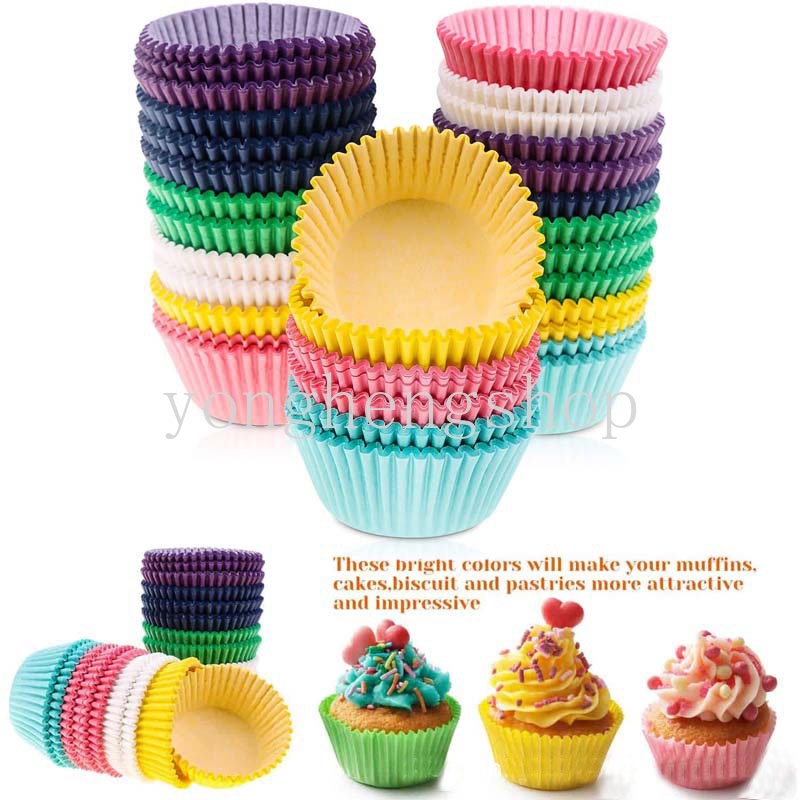 100pcs / set Kertas Pembungkus Cupcake / Muffin / Cokelat Tahan Minyak Untuk Perlengkapan Pesta