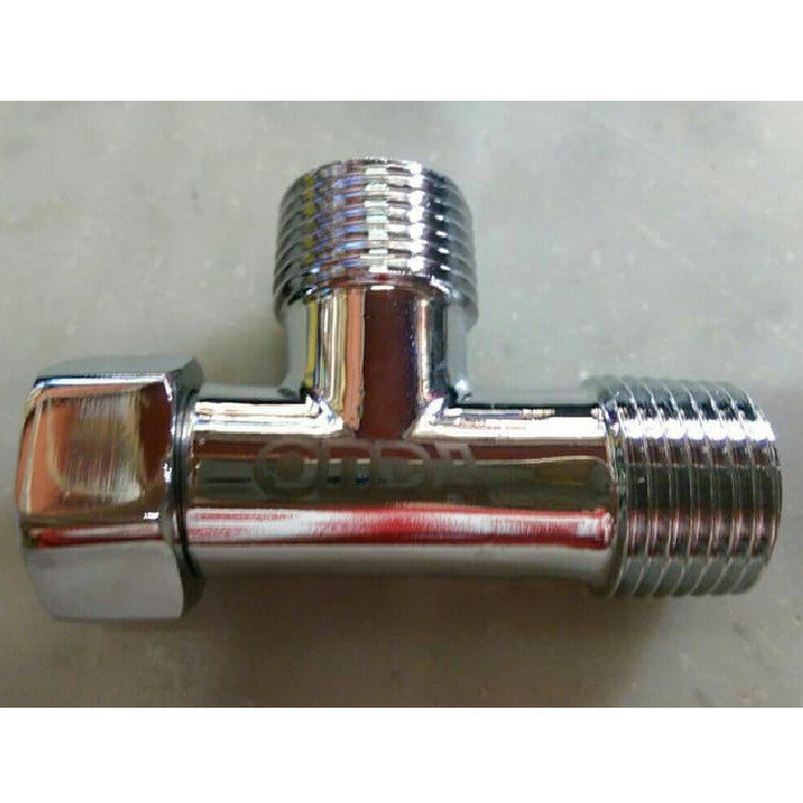 ONDA Tee Brass Chrome Fitting MXF 1/2&quot; Male Female Sambungan Cabang Kuningan Drat Luar Dalam