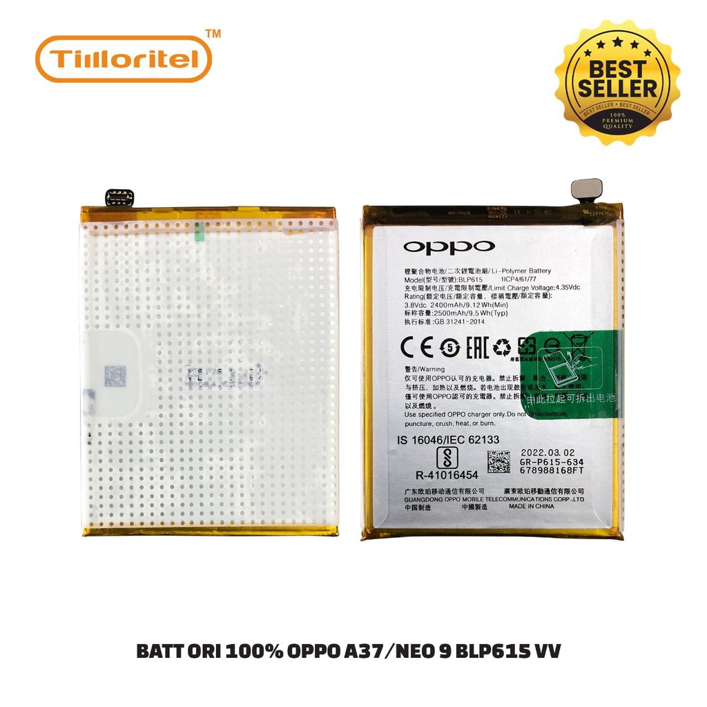 BATTERY  BATERAI BATRE OPPO NEO 9 / BLP615 / A37 ORI 100%