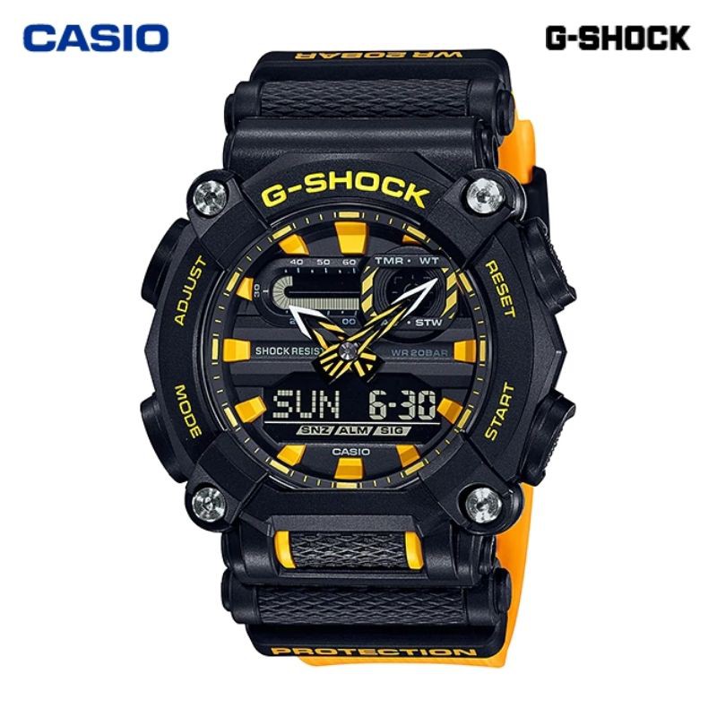 JAM TANGAN PRIA CASIO G-SHOCK GA-900A-1A9 ORIGINAL - GSHOCK GA900A HITAM KUNING