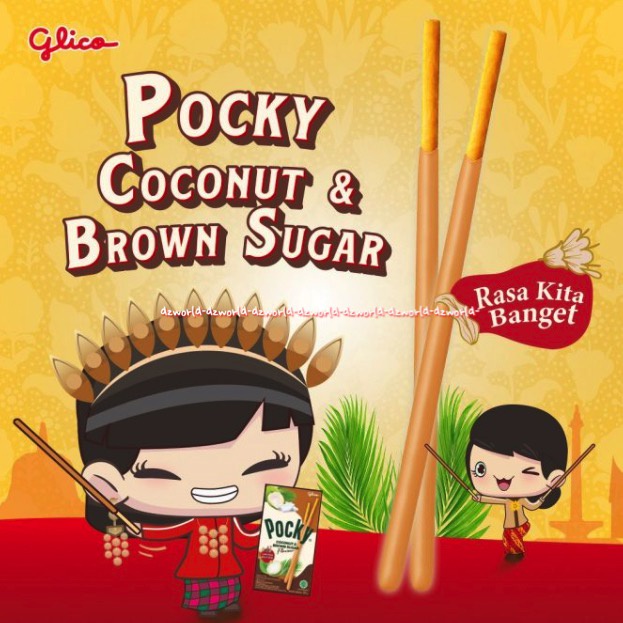 Glico Pocky Coconut &amp; Brown Sugar Flavour 37gr Coklat Stik Kelapa Gula Aren Gula Jawa Pocki Poki Poki Rasa Gula Chocolate Sticks Stick Biskuit lurus