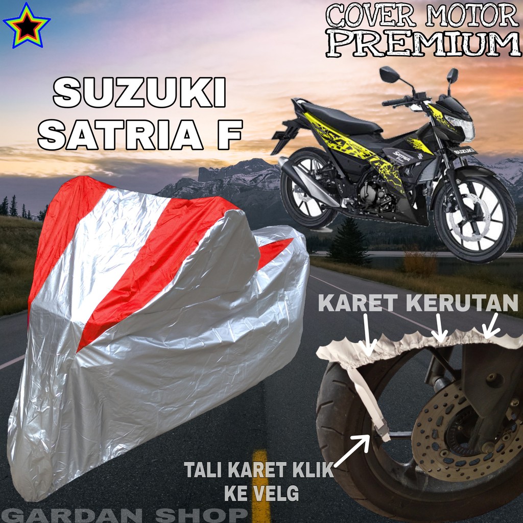 Sarung Motor SUZUKI SATRIA F Silver MERAH Body Cover Penutup Motor SUZUKI SATRIA F PREMIUM